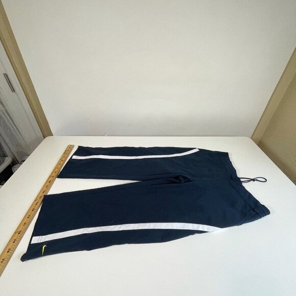 Nike Youth Drawstring Straight Athletic Track Pants Navy Blue M Pockets Y2k 90s - Picture 2 of 10